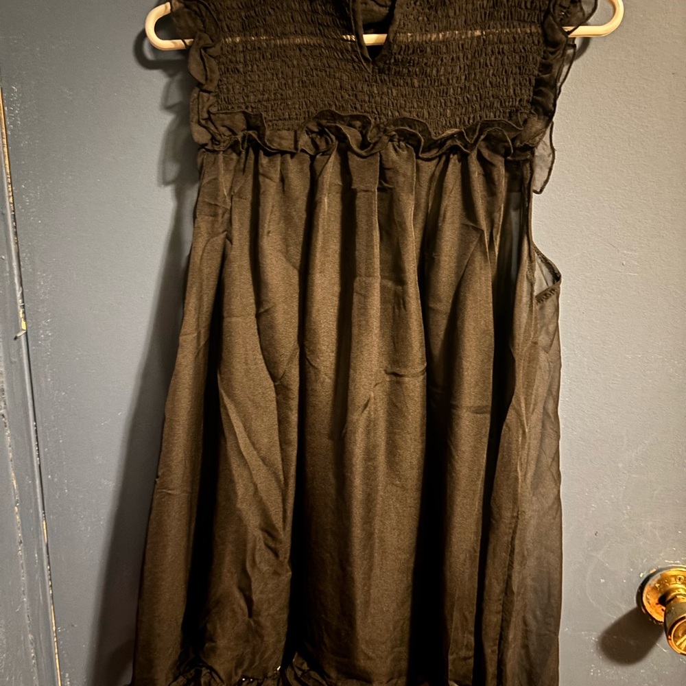 Foxblood Kathryn Babydoll Black Sheer Ruffle Dress XS - Picture 5 of 5
